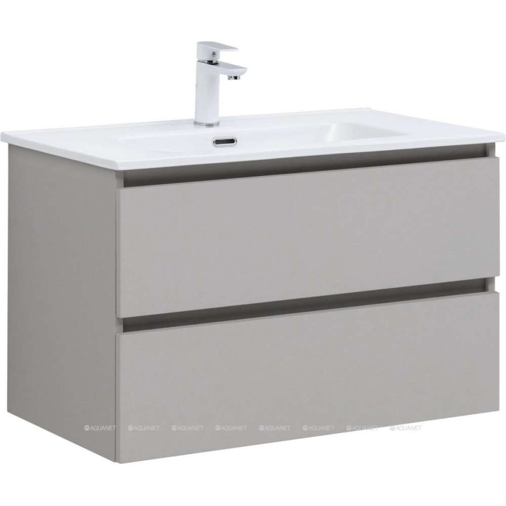 Тумба с раковиной Aquanet Вега 2.0 80 бежевая 2 ящика с раковиной Flat 00344774