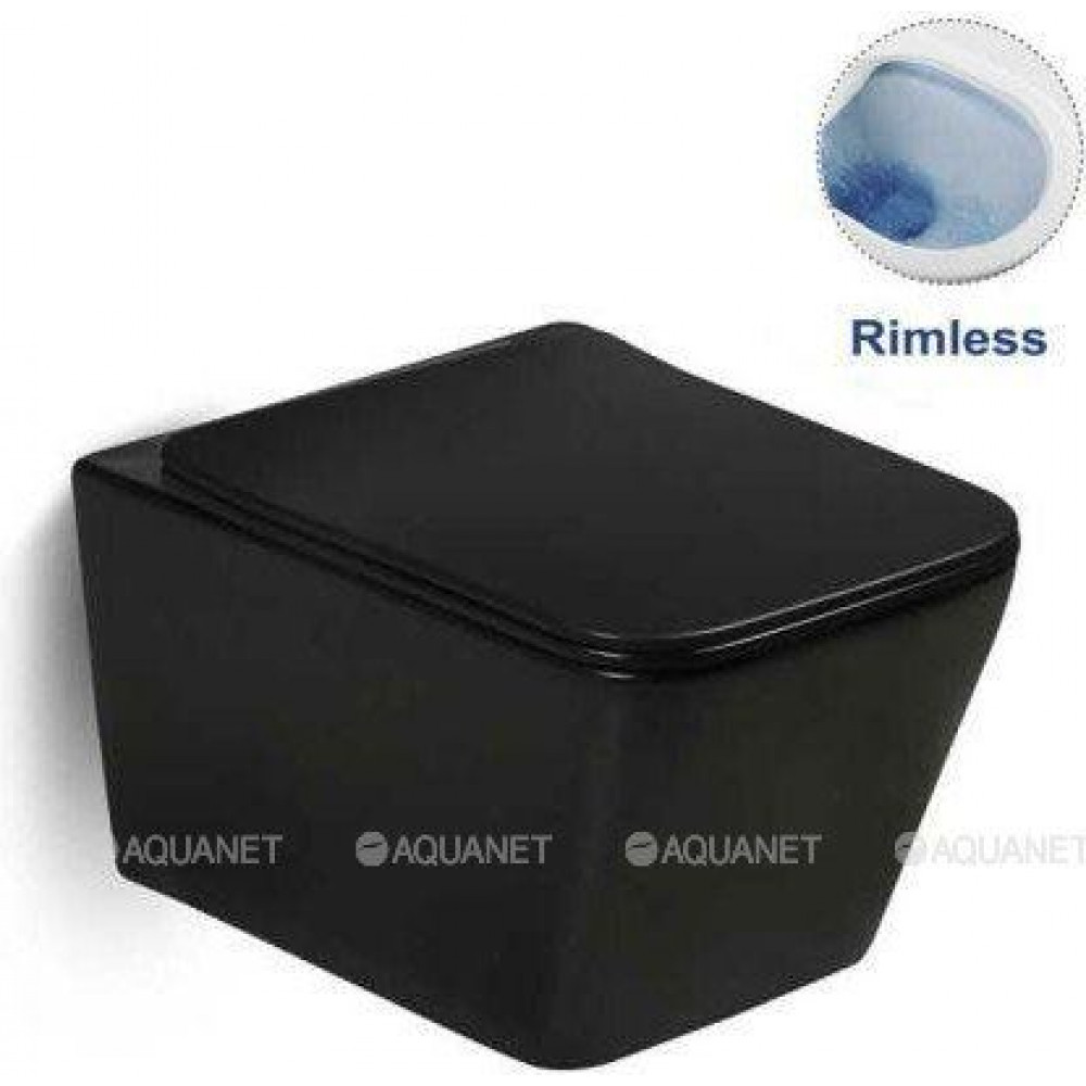 Унитаз подвесной безободковый Vincea Q-Line черный матовый с сиденьем slim soft-close VT1-12MB
