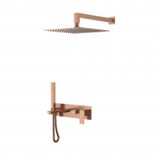 Душевой комплект встраиваемый Boheme Qubic со смесителем и изливом brushed bronze 474-BRB
