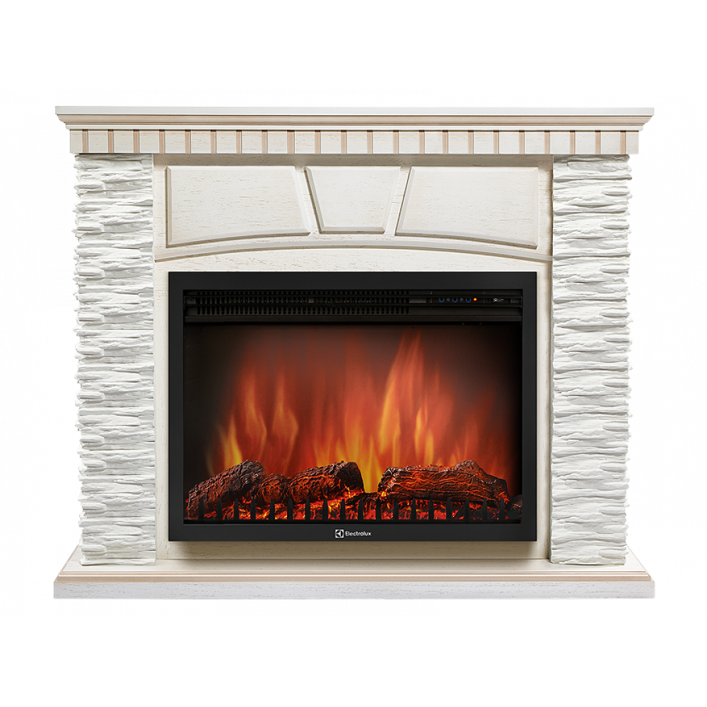 Портал для электрокамина Firelight Porto 30 камень белый шпон беленый дуб НС-1202952