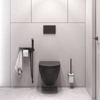 Комплект подвесной унитаз AM.PM FlashClean с гигиеническим душем черный CK70H1103B