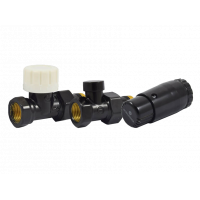 Комплект подключения радиаторный прямой Schlosser STANDARD MINI 1/2 с термоголовкой MINI DIAMANT M30x1.5 RAL 9005 602200058