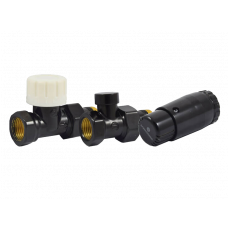 Комплект подключения радиаторный прямой Schlosser STANDARD MINI 1/2 с термоголовкой MINI DIAMANT M30x1.5 RAL 9005 602200058
