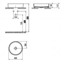 Раковина накладная Creavit LOOP 40 см белая LP140-00CB00E-0000
