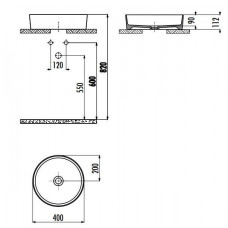 Раковина накладная Creavit LOOP 40 см белая LP140-00CB00E-0000