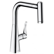 Смеситель для кухни hansgrohe Metris M71 с выдвижным изливом 2 режима хром 73800000