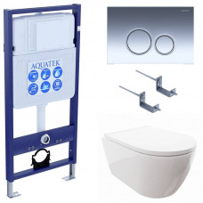 Комплект инсталляции 4 в 1 Aquatek Поларис (рама Standard, унитаз AQ0700-00, сиденье soft-close, панель KDI-0000018) ПОЛАРИС-018