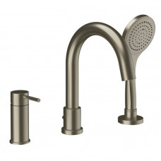Смеситель для ванны Gessi Emporio Via Tortona на 3 отверстия с изливом и душевой лейкой Finox Brushed Nickel 18637#149