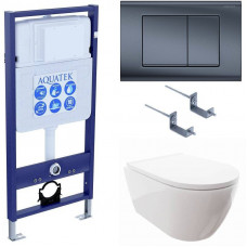 Комплект инсталляции 4 в 1 Aquatek Поларис (рама Standard, унитаз AQ0700-00, сиденье soft-close, панель KDI-0000033) ПОЛАРИС-033