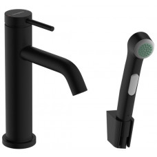 Смеситель для раковины Hansgrohe Tecturis S 105 мм с гигиеническим душем черный матовый 73211670