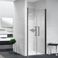 Душевая дверь Novellini Young 97-101х200 см распашная двойная в нишу черный Y22B97-1H