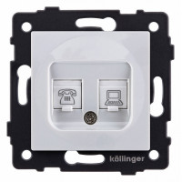 Розетка двойная RJ-11 и Ethernet RJ-45, без рамки Kollinger  REA-011WH