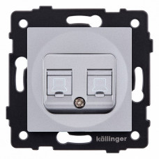 Розетка двойная Ethernet RJ-45 и со шторками, без рамки Kollinger  REA-015GY