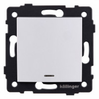 Выключатель одноклавишный с подсветкой без рамки Kollinger  REA-R-013WH
