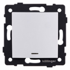 Выключатель одноклавишный с подсветкой без рамки Kollinger  REA-R-013WH