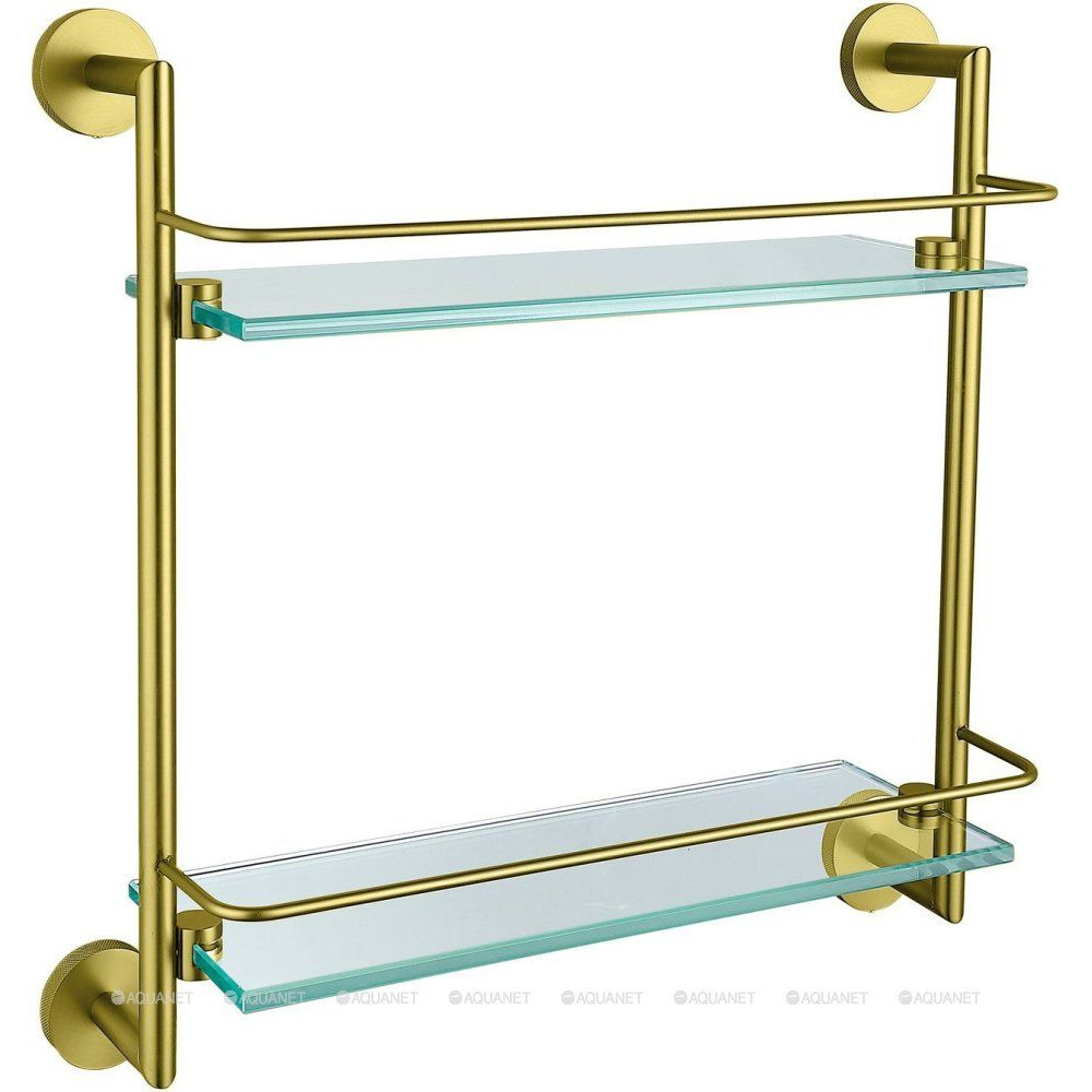 Полка стеклянная двойная Allen Brau Priority 418х408х138 мм брашированное золото 6.31015-GB