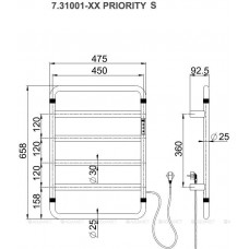 Полотенцесушитель электрический Allen Brau PRIORITY S 640x475 мм браш. золото 7.31001-GB
