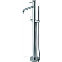 Смеситель для ванны напольный Paffoni LIGHT с ручным душем и шлангом steel looking LIG032ST