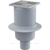 Трап сливной AlcaPlast 105x105/50 мм прямой выпуск решетка нерж. сталь APV32