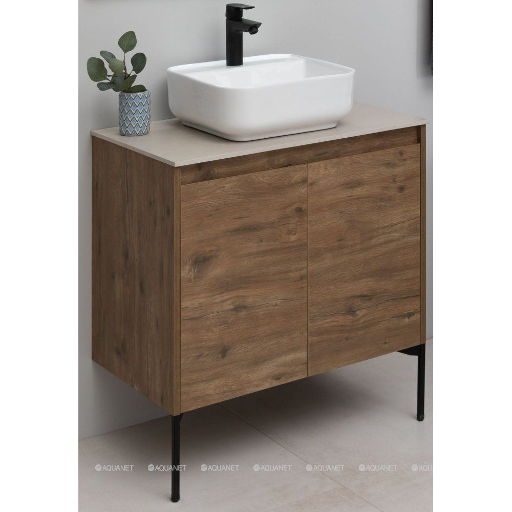 Тумба с раковиной Aquanet Nova Lite 75 2 двери дуб рустикальный 00302528