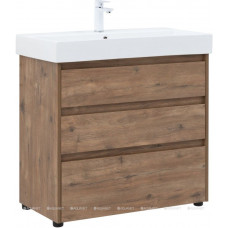 Тумба с раковиной Aquanet Nova Lite 85 Slim Synergy 3 ящика дуб рустикальный 00307080