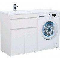 Тумба с раковиной Aquanet Токио 130 L напольная белый глянец 00239215