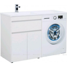 Тумба с раковиной Aquanet Токио 130 L напольная белый глянец 00239215