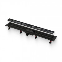 Лоток душевой AlcaPlast APZ10 BLACK 950 мм с порогами для перфорированной решетки (с решеткой) черный матовый APZ10BLACK-950M
