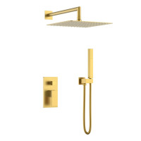 Душевой комплект встраиваемый Boheme Qubic со смесителем и верхним душем matt gold 474-3-MG