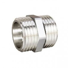Ниппель резьбовой LD DN40 1 1/2 НР-НР латунь никелированная LD.67.501.40 Ниппель резьбовой LD DN40 1 1/2 НР-НР латунь никелированная LD.67.501.40