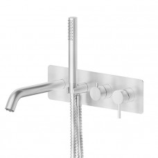Смеситель для ванны Newform X-STEEL 316 встраиваемый с ручным душем излив 231 мм Stainless steel 69680EX.50.050 Смеситель для ванны Newform X-STEEL 316 встраиваемый с ручным душем излив 231 мм Stainless steel 69680EX.50.050