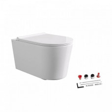 Унитаз подвесной Alice Ceramica Form 50х35 см безободковый с сиденьем микролифт 22300101SET