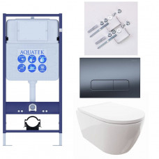 Комплект инсталляции 4 в 1 Aquatek Поларис (рама Standard, унитаз AQ0700-00, сиденье soft-close, панель KDI-0000034) ПОЛАРИС-034
