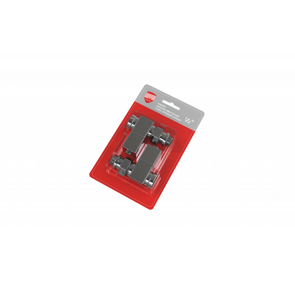 Набор дизайн-вентилей Royal Thermo CUBE прямой 1/2 хром RTE 50.030