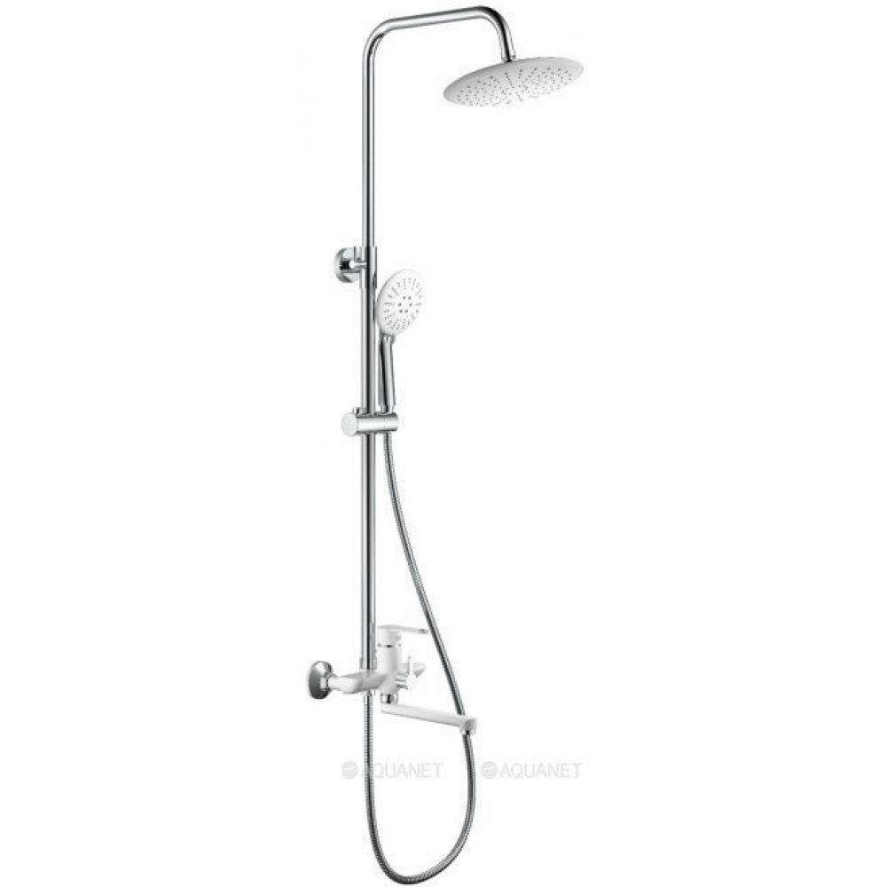 Душевая система Haiba HB24557-8 с изливом и тропическим душем хром/белый HB24557-8