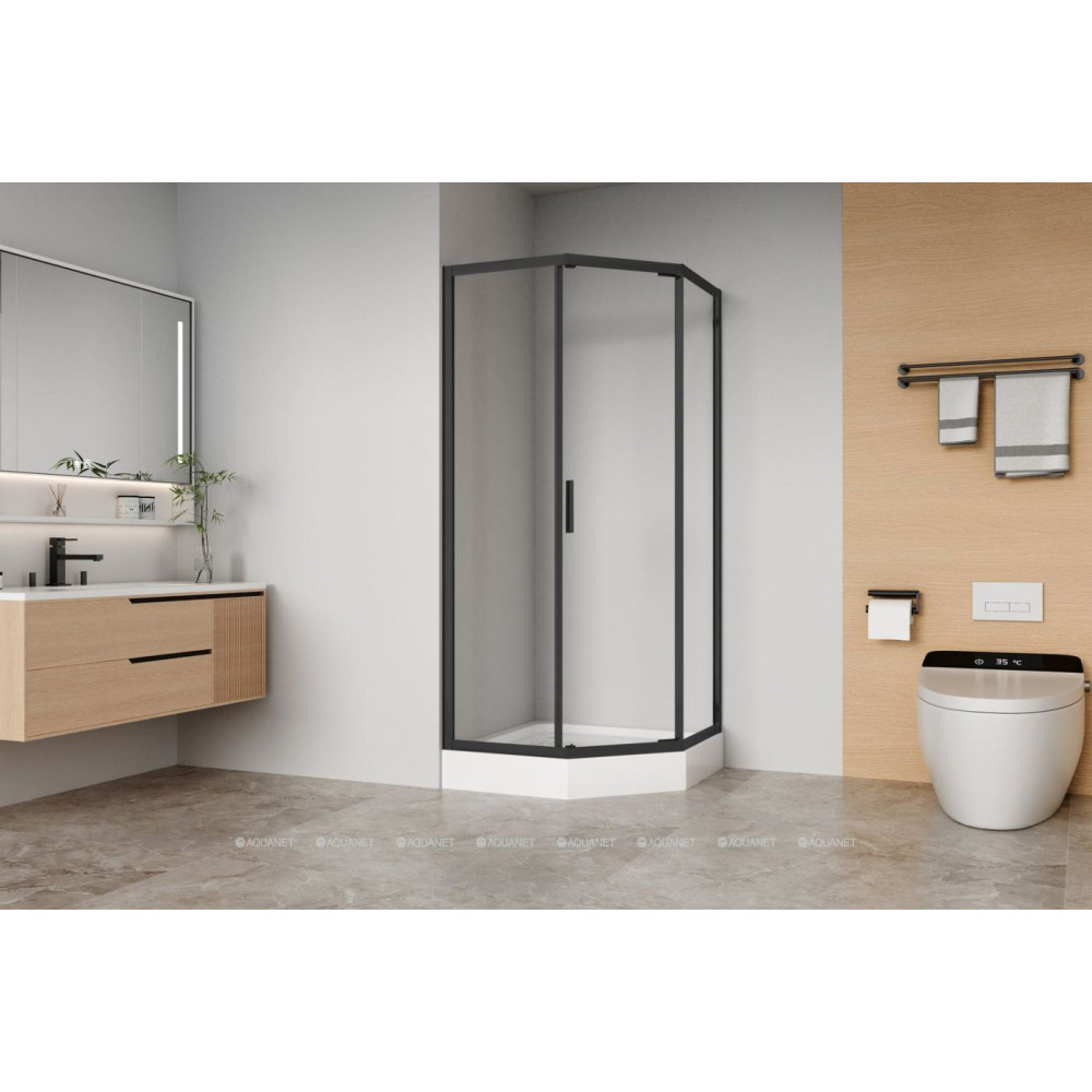 Душевое ограждение Aquanet Bright 900х900 мм пентагональное черное AE90-P-90x90-BT