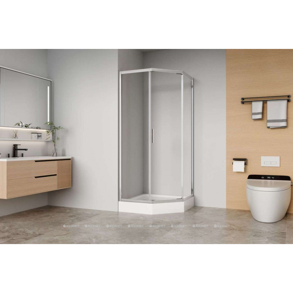 Душевое ограждение Aquanet Bright 900х900 мм пентагональное хром AE90-P-90x90-CT