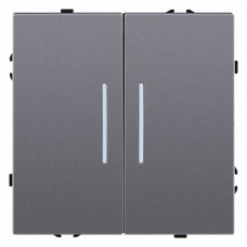 Выключатель проходной двухклавишный с подсветкой без рамки Kollinger Eclipse EC-011GY Выключатель проходной двухклавишный с подсветкой без рамки Kollinger Eclipse EC-011GY