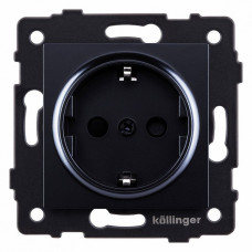 Розетка с заземлением, без рамки Kollinger  REA-002BK