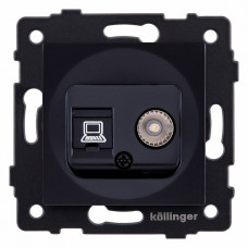 ТВ-розетка и розетка Ethernet RJ-45 без рамки Kollinger  REA-012BK