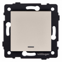 Выключатель проходной одноклавишный с подсветкой без рамки Kollinger  REA-S-004GD