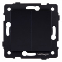 Выключатель двухклавишный без рамки Kollinger  REA-S-007BK
