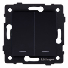 Выключатель проходной двухклавишный с подсветкой без рамки Kollinger REA-S-010BK Выключатель проходной двухклавишный с подсветкой без рамки Kollinger REA-S-010BK