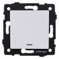 Выключатель перекрестный одноклавишный с подсветкой без рамки Kollinger  REA-S-015WH