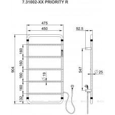 Полотенцесушитель электрический Allen Brau PRIORITY R 904x475 мм браш. никель 7.31002-BN