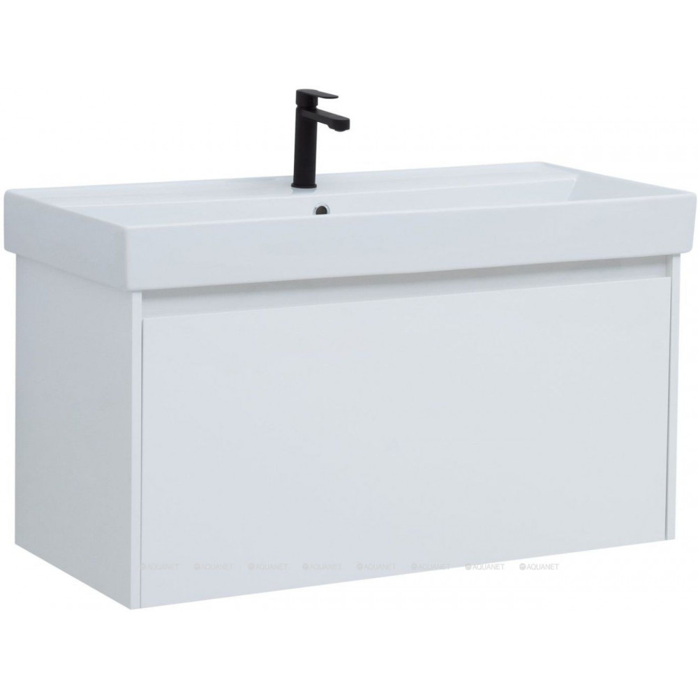 Тумба под раковину Aquanet Nova Lite 100 1+1 ящик белый глянец 00242580