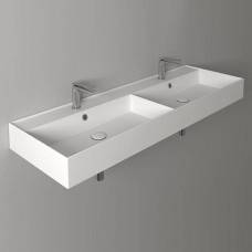 Раковина двойная Simas Agile 141х46 см 2 отверстия белая AG141D bi