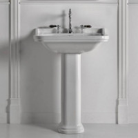 Раковина Kerasan Waldorf 80х55 см 3 отверстия с пьедесталом белый/хром 417001/4141K1bi/cr*3