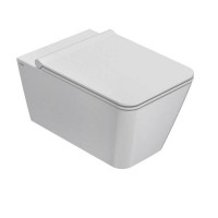 Унитаз подвесной безободковый Globo Stone 52х36 см с сиденьем белый ST022.BI/cr / STS05.BI