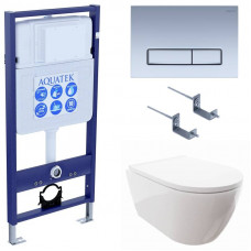 Комплект инсталляции 4 в 1 Aquatek Поларис (рама Standard, унитаз AQ0700-00, сиденье soft-close, панель KDI-0000024) ПОЛАРИС-024